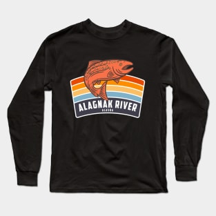 Alagnak River Alaska Salmon Fishing Graphic Long Sleeve T-Shirt